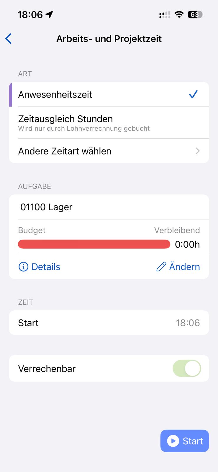 Wybór rodzaju czasu